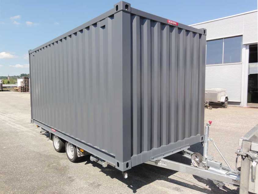 Tandem-Koffer-Anhänger als Hochlader mit Container